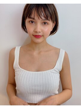 グッデイ ヘアー(GOOD DAY HAIR) ミニボブ 毛先パーマ　黒髪 シアーグレージュ　フレンチボブ
