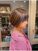 蒲生優 【丸みボブ、インナーカラー、ベビーバング】