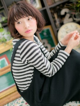 カバーヘア イヴ 戸頭店(COVER HAIR EVE) フェザーバング前下がり小顔切りっぱなしボブc5戸頭20代30代40代
