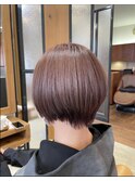 丸みショート×ピンクブラウン