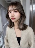 韓国ヘアグレージュカラーブリーチ無し髪質改善イヤリングカラー