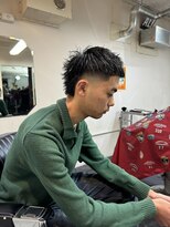 メリケンバーバーショップ フクオカ(MERICAN BARBERSHOP FUK)&nbsp;べリーショートダークアッシュニュアンスパーマ韓国マッシュ