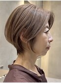 表参道白髪ぼかしハイライトウルフショートボブグレージュ40代◎