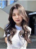 T169韓国ヘアくびれ巻きグレージュ透明感ロングハッシュカット