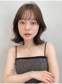 ココアベージュ グラゲヘアー くびれ 小顔 オリーブグレー