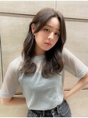 オリーブグレー小顔まわり韓国レイヤーココアベージュ黒髪質改善
