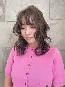 olive beige _ layer cut _ curly style