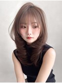 シースルーバングくびれヘアハッシュカットレイヤーカット