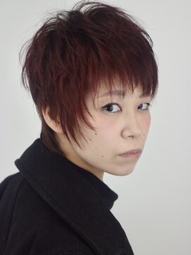 ポンテ 福津店(ponte) 束感ショート×ルビーレッドカラー