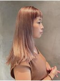 ミルクティーピンクベージュ ブリーチ2回