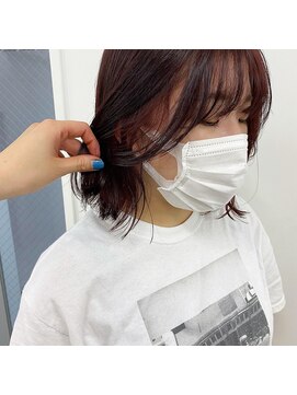 キー(kii) 赤髪ボブ　暖色カラー　ボブ　福岡　天神　今泉　薬院
