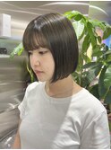 オリーブカラー/ミニボブ/透明感カラー