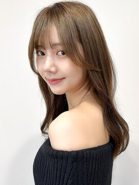 レア 表参道(L'ea) くびれヘアアプリコットオレンジ夏ヘアハイライトカラー