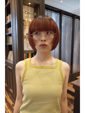 ナビッジ(NABIGE) 顔まわりにレイヤーのオレンジボブ