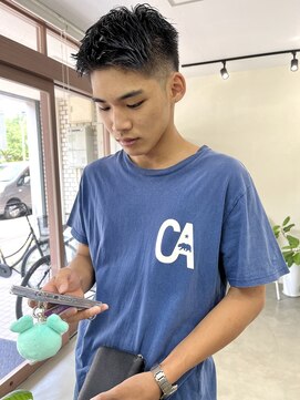 キートス 高知店(kiitos) ○メンズ刈り上げアップバングソフトフェード20代30代40代