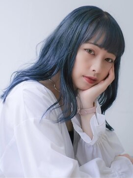 ザ ドッツ(THE DOTS) ブルーグレー デザインカラー セミロング ハイトーン