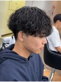 爽やかビジネスツーブロック無造作ナチュラル波巻きパーマ