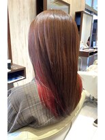 ヘアメイク アリエス 岩切店(HAIR MAKE aries) ブラウン×チェリーレッドの艶インナー 仙台 岩切 20代30代