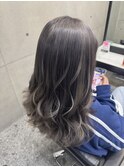 ダブルカラーケアブリーチベージュハイライトバレイヤージュ