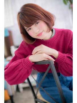 ヘアアンドビューティー ミック(Hair & Beauty miq) 大人ガーリーなレッドブラウン小顔前下がりボブa1