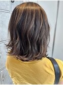 ハイライト/ボブ/グレージュ