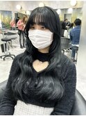 韓国ヘア ブルーブラック レイヤーカット 表参道