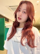 エム(M) ブリーチなし/ピンクベージュ /ロングレイヤーカット/前髪無し