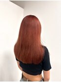 赤め暖色カラー×20代重めレイヤースタイル