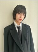 【蔵人】ボブ黒髪カラー前髪あり切りっぱなしボブ