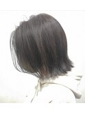 【l’iris】外はねボブ×モノトーングレージュ×透け感バング