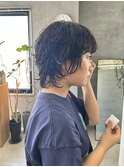 ショートウルフパーマ マレットヘア