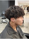 刈り上げマッシュ波巻きツイストスパイラルパーマメンズ