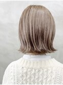   ミルクティーベージュボブオリーブグレージュ切りっぱなしボブ