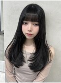 レイヤーカット/小顔/顔まわり/透明感カラー/黒髪