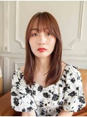 明るめオレンジブラウンセミロングレイヤー
