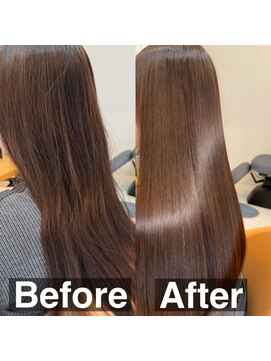 スリーク(SLEEK) SLEEK式髪質改善【縮毛矯正】ビフォーアフター　表面