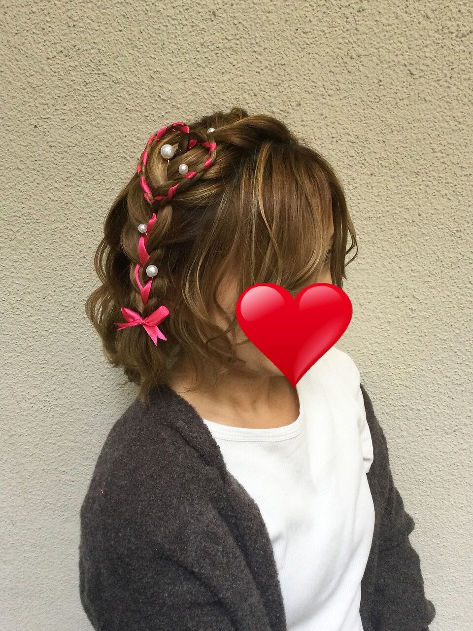 アレンジリボン　ヨコハマ リボン編み込みのハートアレンジ：L191932138｜ヘアアンドメイク ゼン