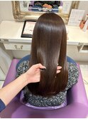 京都美容室 髪質改善 レイヤーカット ブリーチなし 透明感カラー