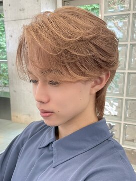 サンクマーケット 渋谷(cinq MARKET) 渋谷メンズブリーチカラーミルクティーベージュセンターパート