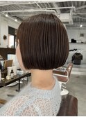 ミニボブ マロンブラウン あご上ライン スタイリング簡単