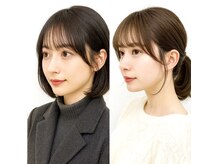 前髪や顔まわりの整え方で品を感じる仕上がりに。 40~50代の女性らしい小顔見せのバランスを叶えます。