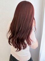 ミュラ(mulah)&nbsp;暖色カラーカシスピンクロングヘア＊ブリーチなしボルドーカラー