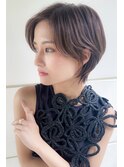 大人可愛い20代30代40代黒髪前下がりショートボブ丸みショート