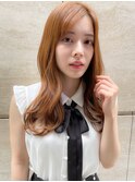 くびレイヤーボブ美髪エアリーロングオレンジピンクブラウン