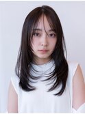 大人かわいい前髪セシルカットココアブラウンフリンジウェーブ