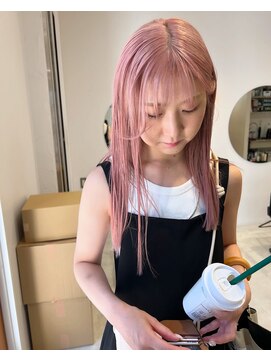 スタン 渋谷(Stam) ミルクティーピンクベージュ人気レイヤーケアブリーチハイトーン