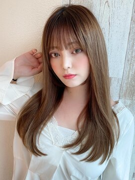 ラルユー 金山(LallYou) 大人かわいいくびれヘアセミロング × ミルクティーベージュ