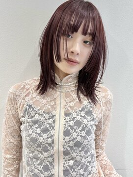 ラミエバイメルト 下北沢(lamie by melt) ブリーチなしダブルカラーピンクラベンダー暖色ボブレイヤー小顔