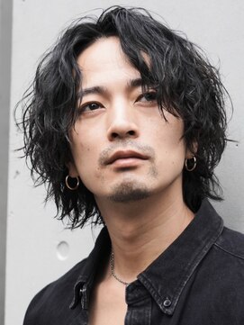 フィフス 原宿(fifth) 原宿メンズボブサーフカール波巻きパーマセンターパートウルフ