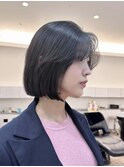横顔盛れる顔周りレイヤーカット韓国ボブ